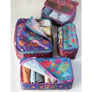 Boho Floral Colorful Packing Cubes Organizer Bags Compression Suitcase Travel 4
